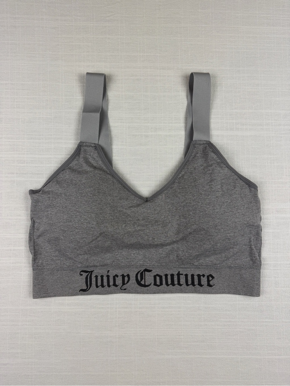 Juicy Couture Gray Logo Sports Bra 3XL Wireless Stretch Bralette Plus Size